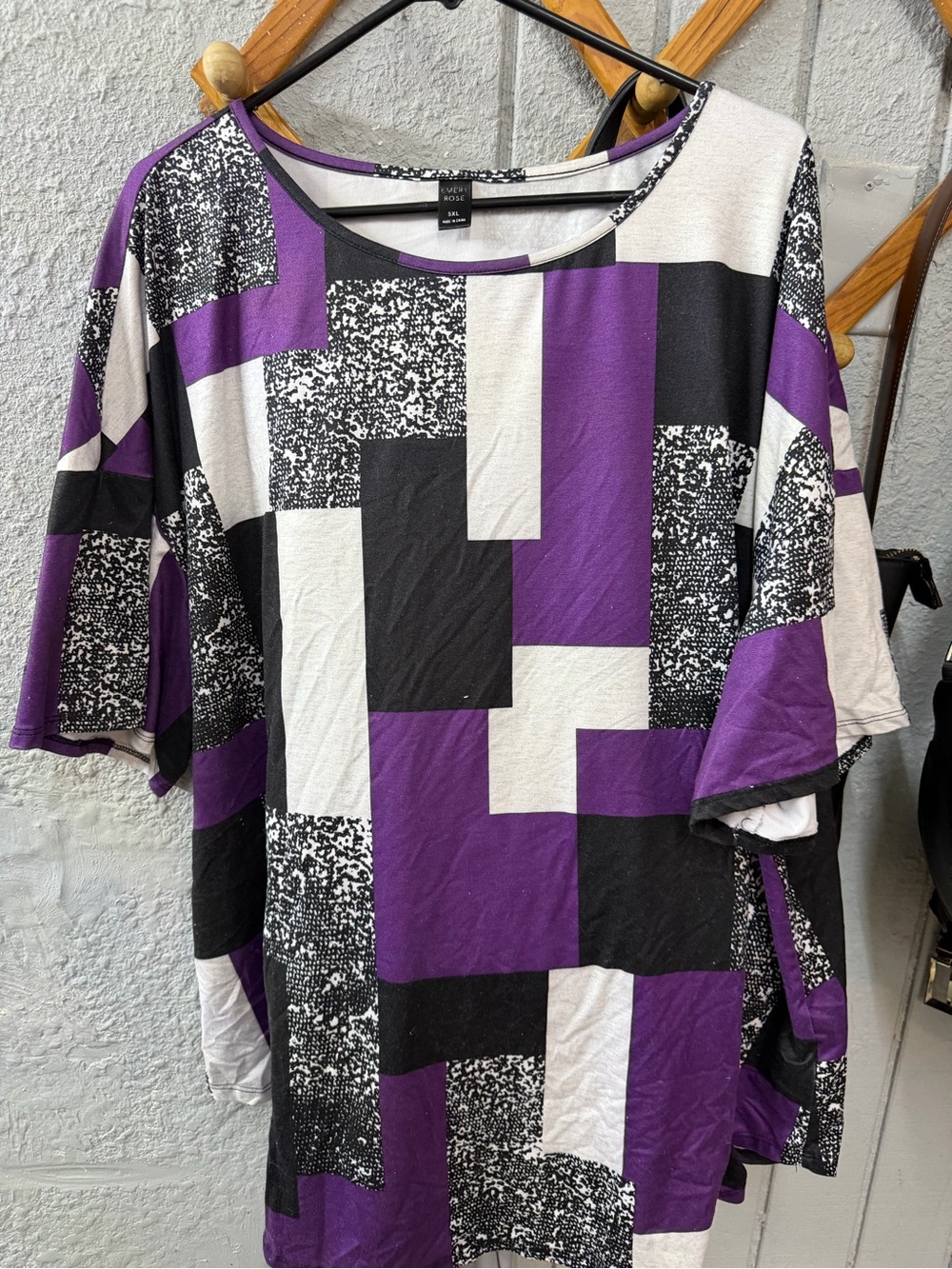 SHEIN Purple, Black & White Geometric Tunic Top